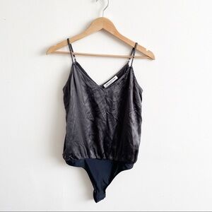 Amanda Uprichard || Silk Spaghetti‎ Strap Bodysuit Black Small